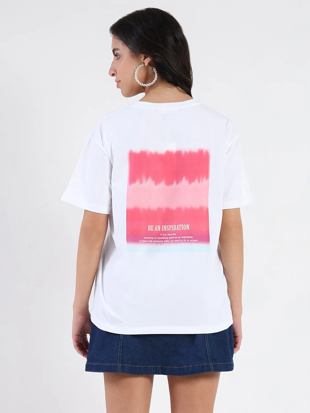 Madame Front Graphic Print Half Sleeve White Sinker T-shirt Functional Style Functional Wearable