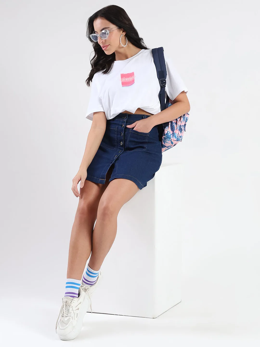 Fashionable Comfort Minimalist Look Madame Front Graphic Print Half Sleeve White Sinker T-shirt