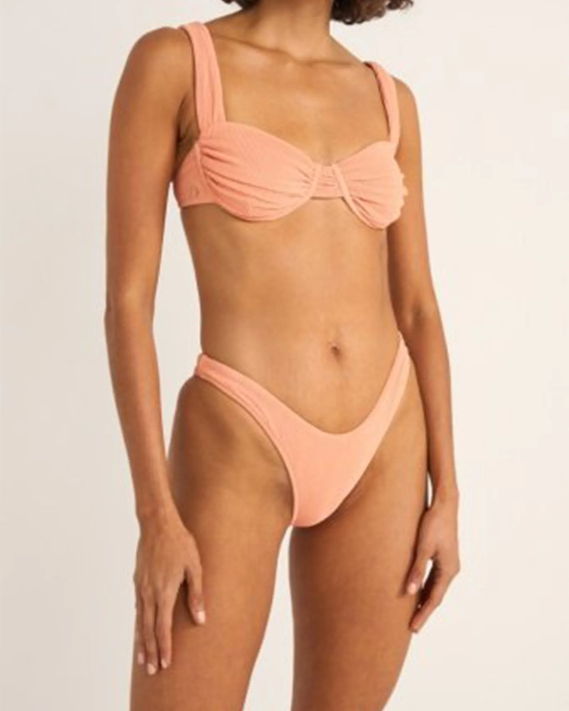 Isla Rib Hi Cut Pant - Peach Colorfast Fabrication Thermal Regulating Layer
