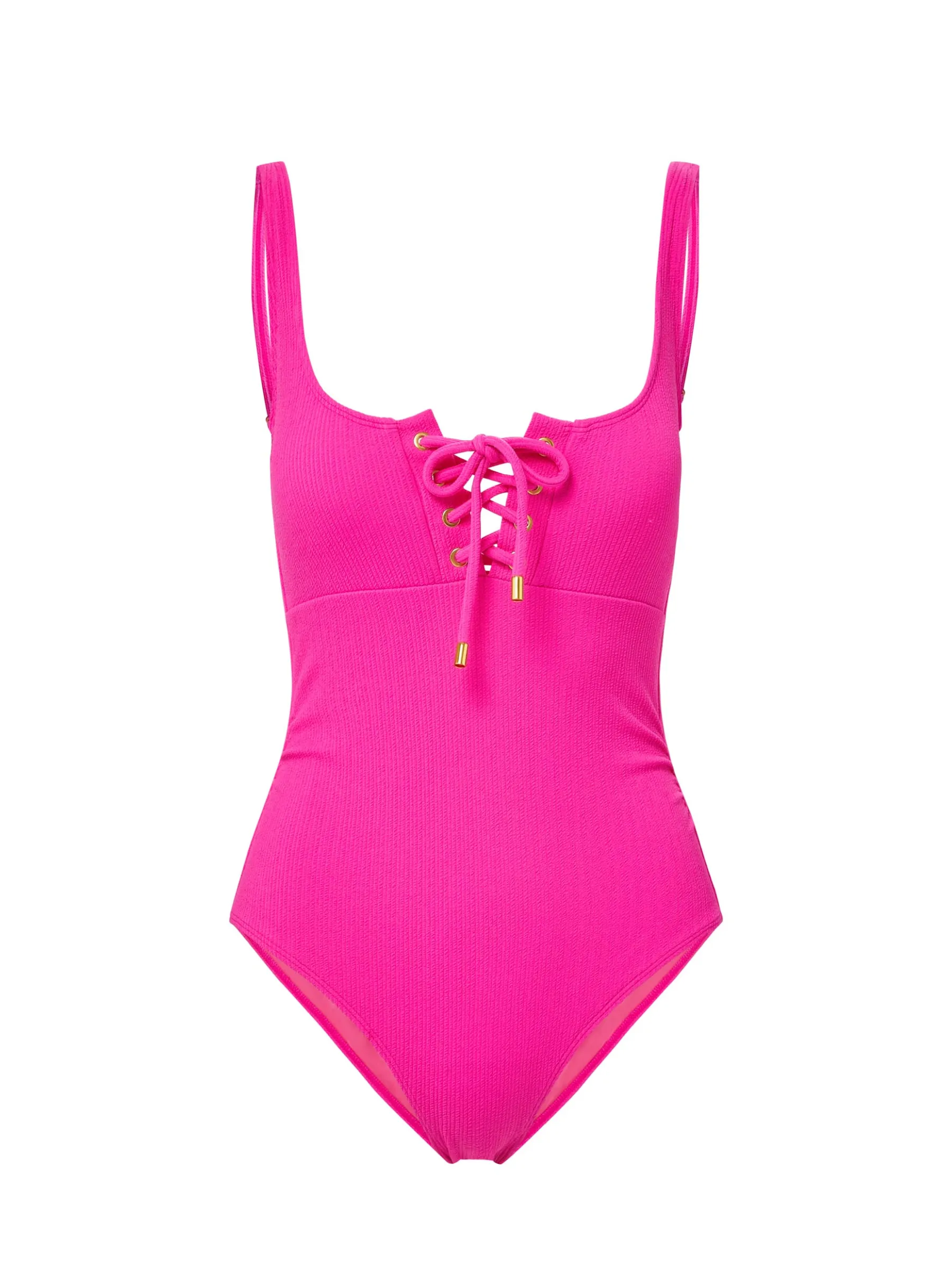 Taylor One Piece Shocking Pink Texture poolside fashion Multi Panel Construction
