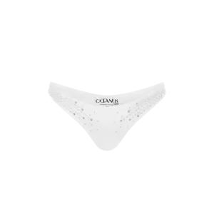 Ophelia Hand Embroidered Summer Bikini Bottoms White Reinforced Seams Cool Touch Fabric