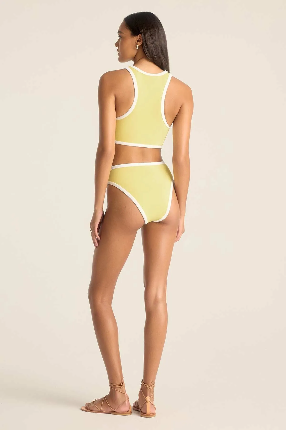 Abrasion Resistant Fabric Low Profile Padding Summer Crop Top - Banana Cream Beachside Terry