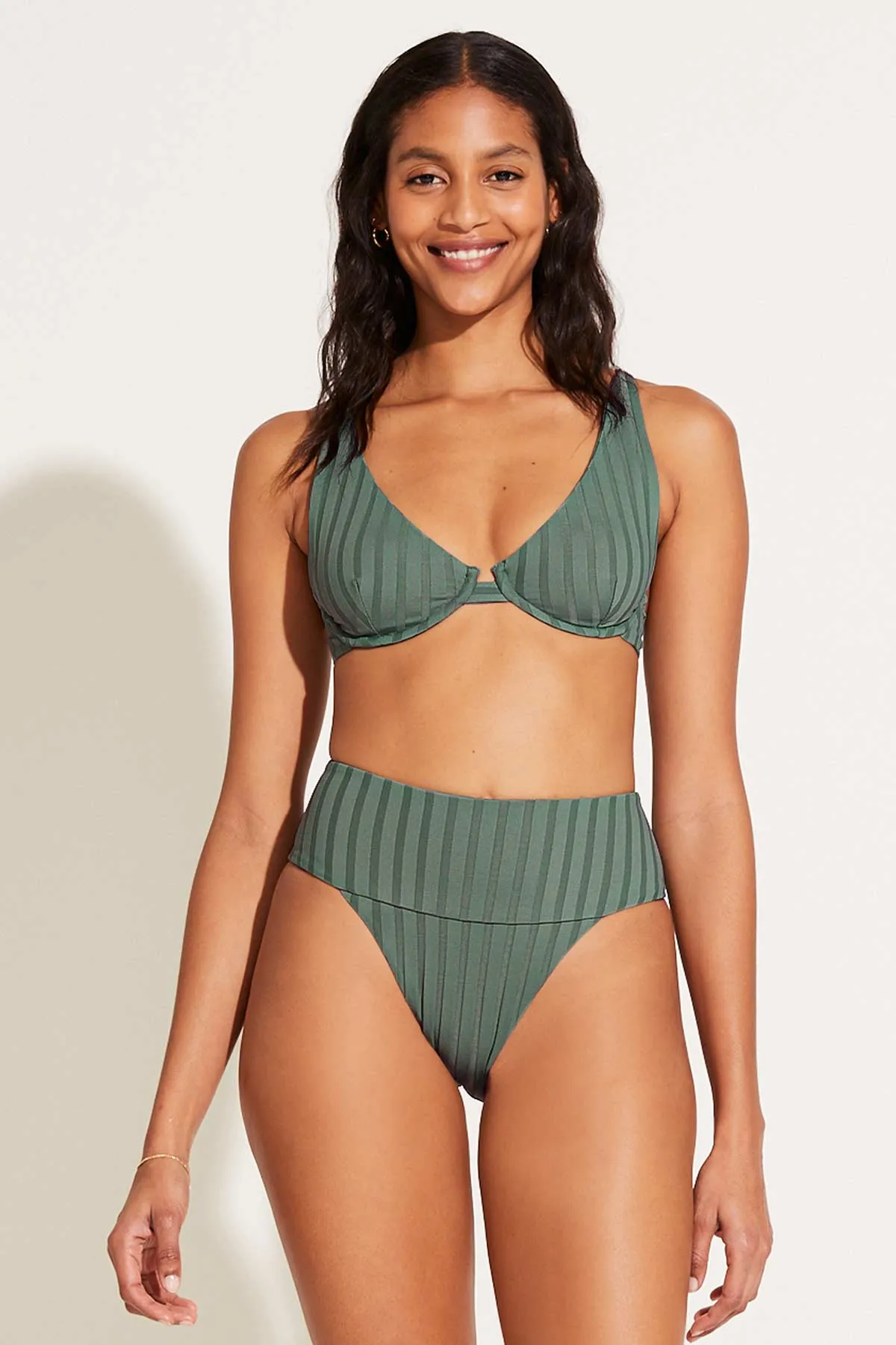 Non Bulky Design Emmi High Waist Bottom - Aloe Green SuperRib