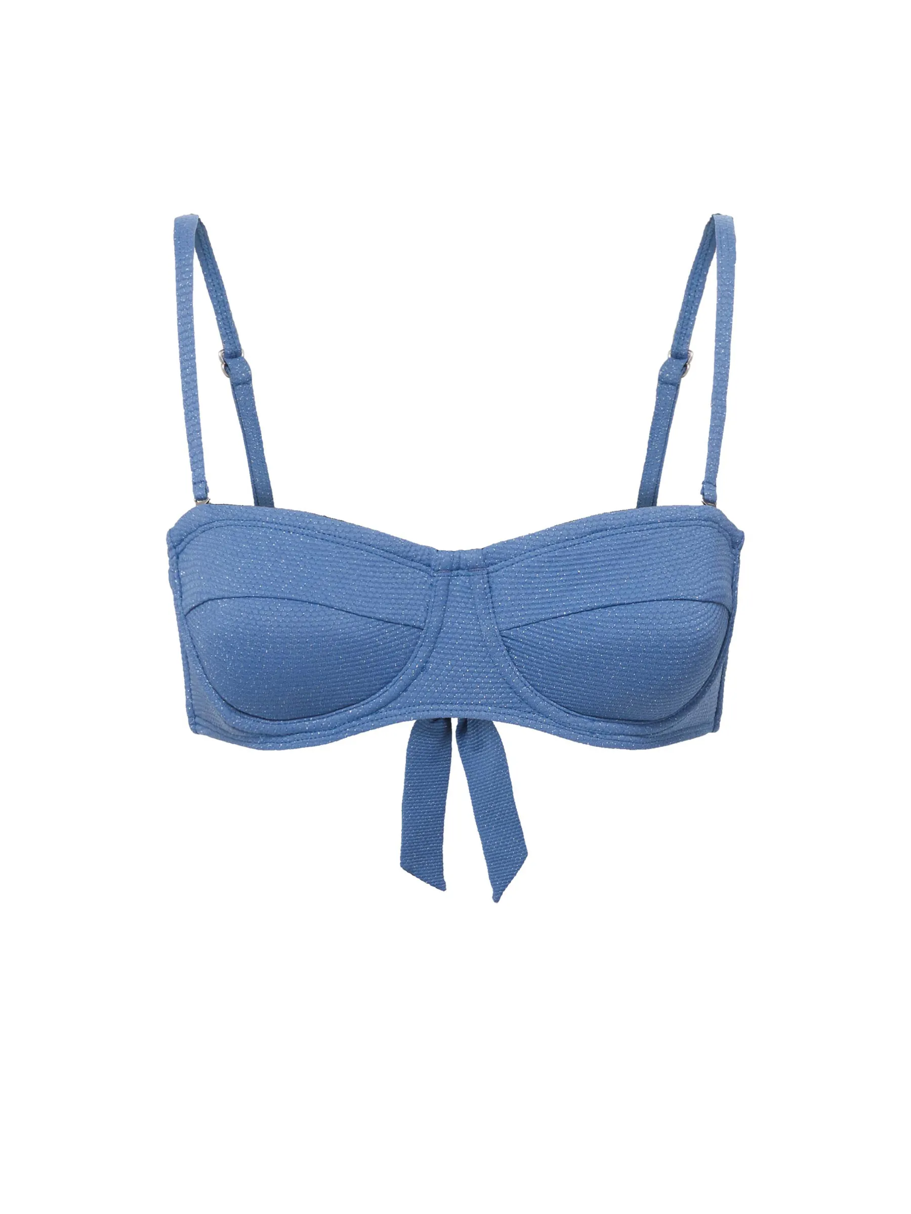 Nellie Top In Steel Blue Metallic Pique Full Coverage Bottom Soft Cup Support
