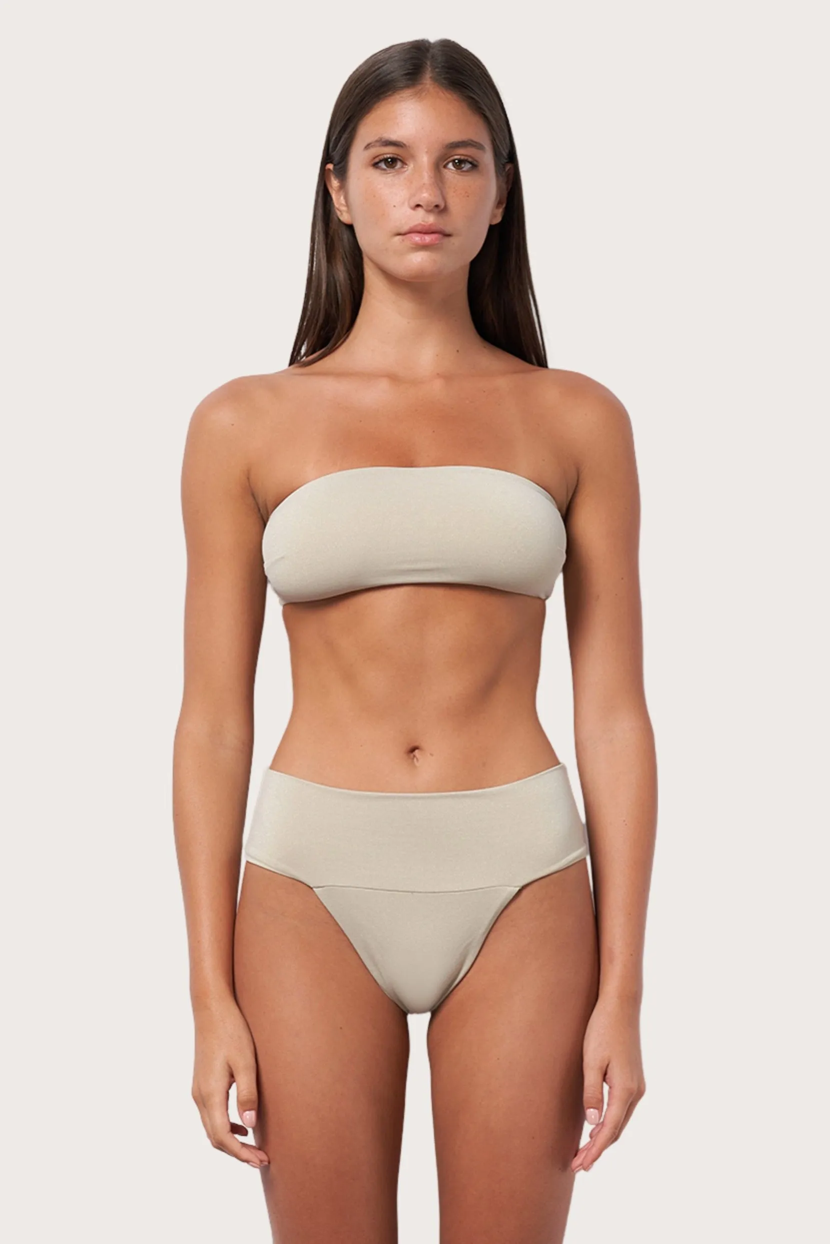 Butter Soft Stretch UV Protection Finish Slide Bandeau Bikini Top - Shimmer