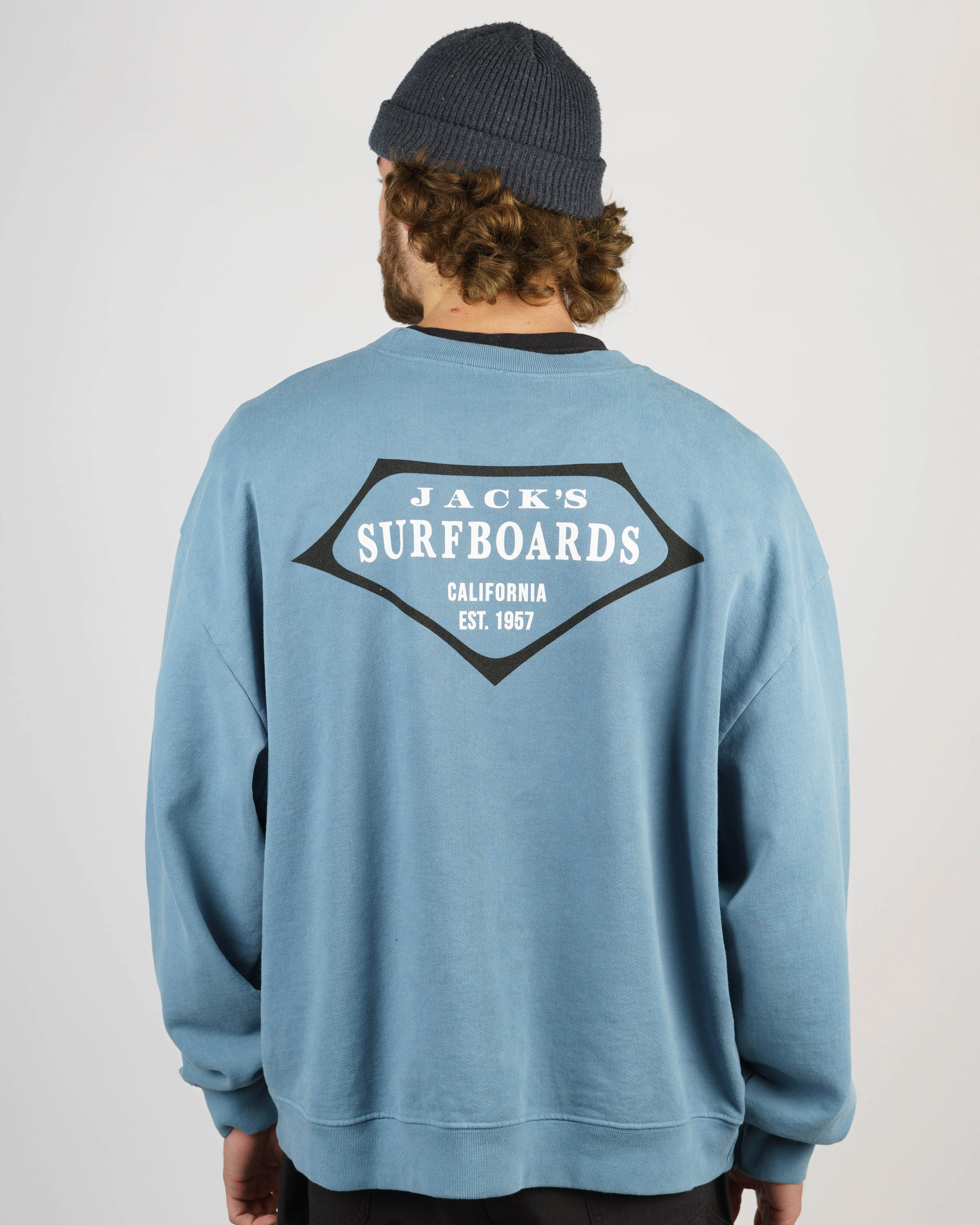 Retro Lam Heavyweight Crewneck - Blue Go-To Layer product bright vibrancy