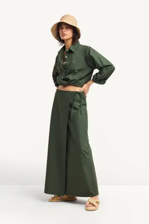 Willa Wrap Skirt - Forest Cotton Poplin Denim style