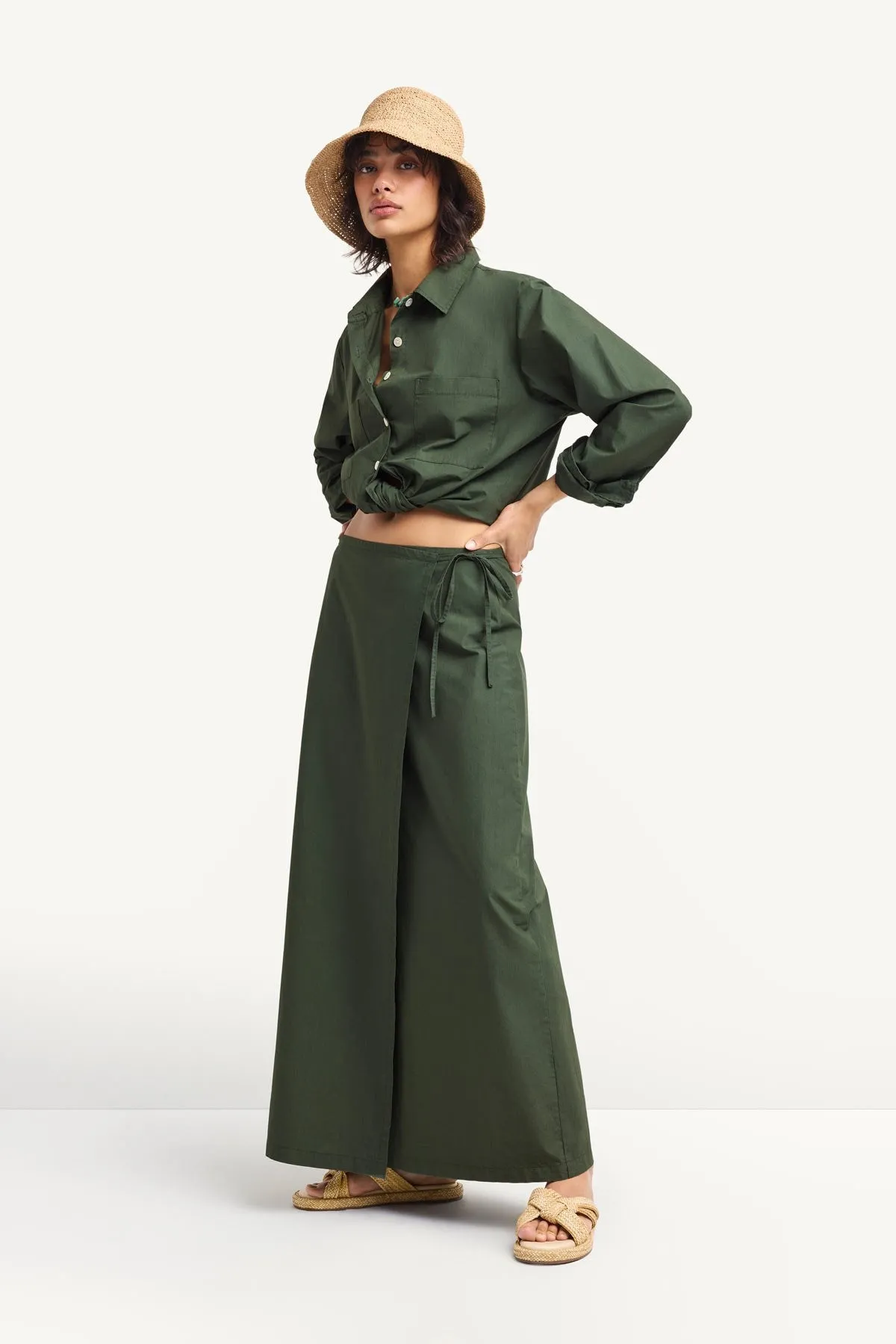 Willa Wrap Skirt - Forest Cotton Poplin Denim style