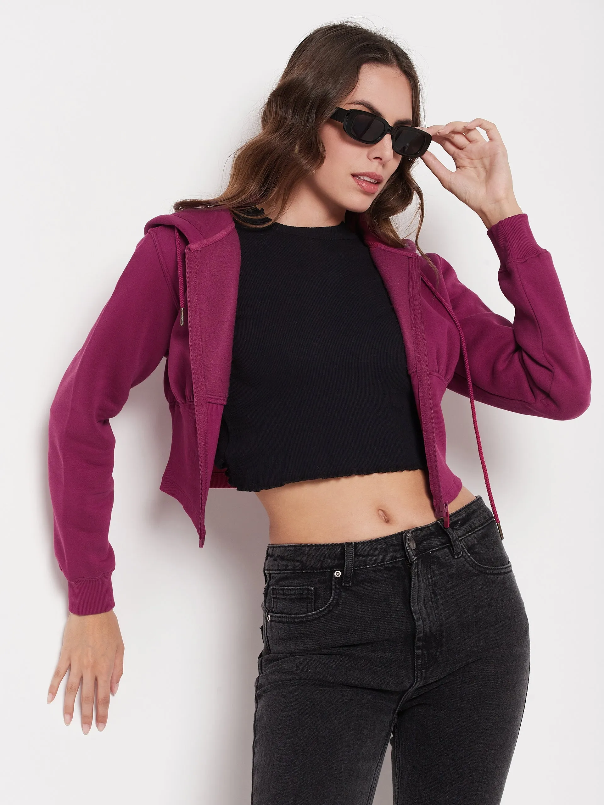 Madame Crop Plum Corset Sweatshirt Vacation Style
