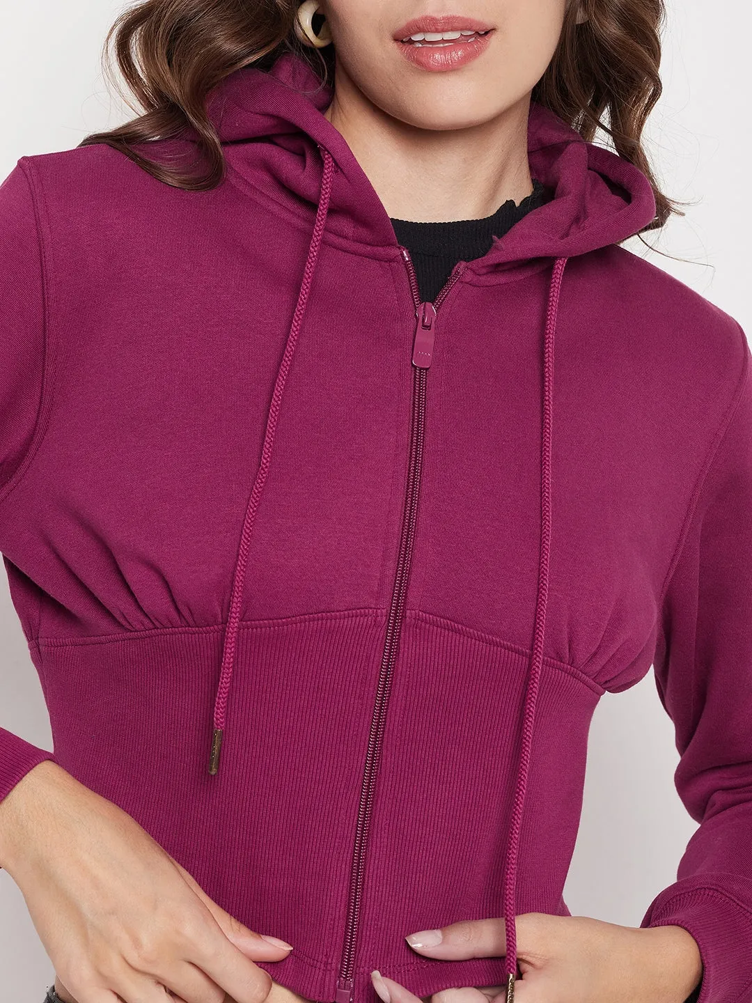 Cozy Protection Outdoor Hoodie Madame Crop Plum Corset Sweatshirt