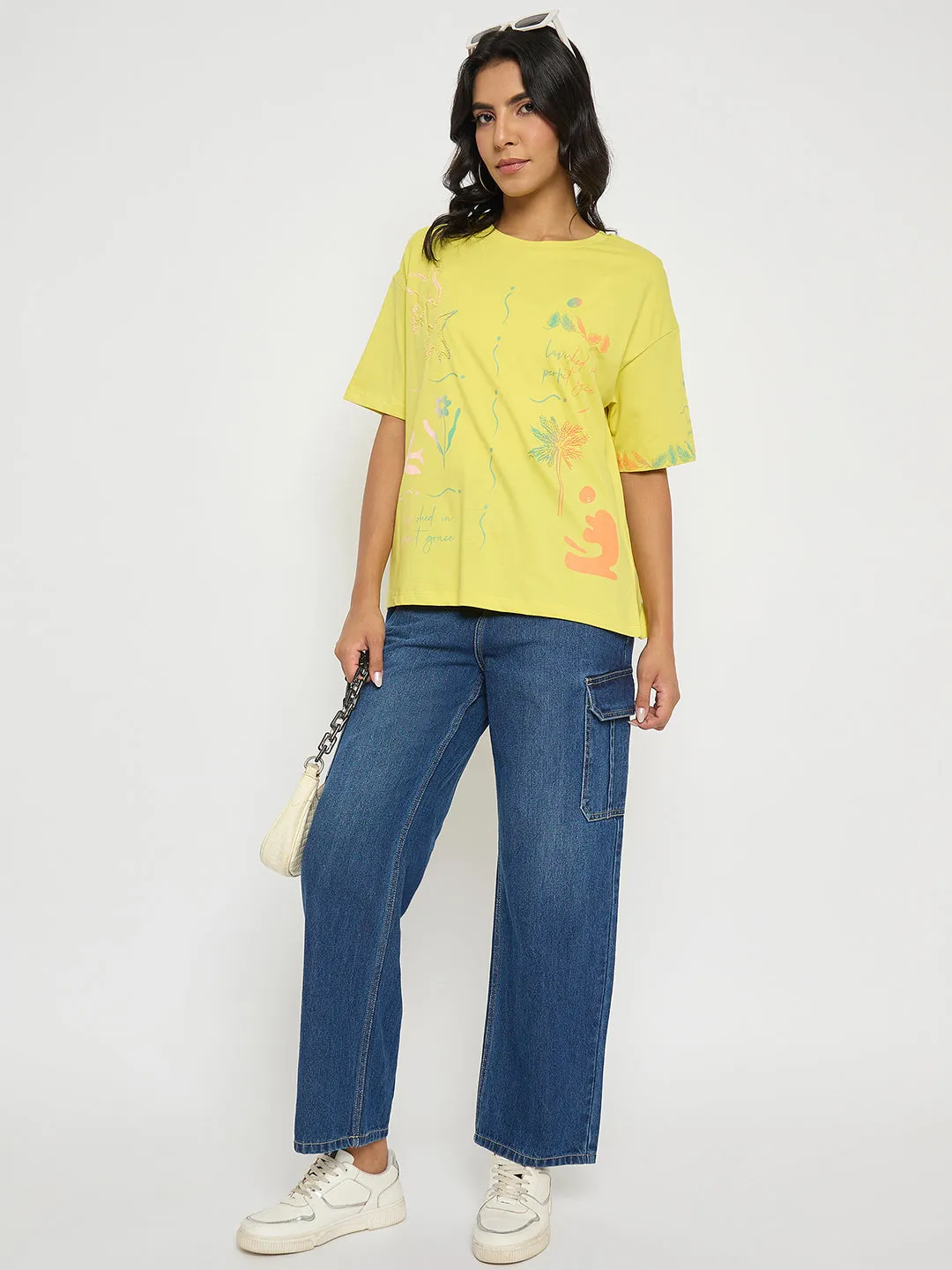 Madame Wide Leg Dark Blue Cotton Denim Cargo Flatlock Seams