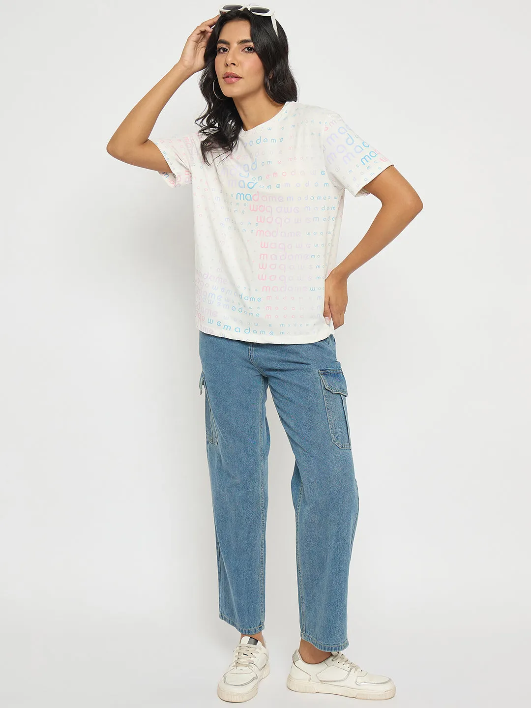 AntiStaticTreatment Madame Wide Leg Light Blue Cotton Denim Cargo