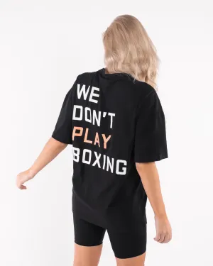 Utility Mode MultiPocket System We Don't Play Boxing Oversized T-Shirt - Black