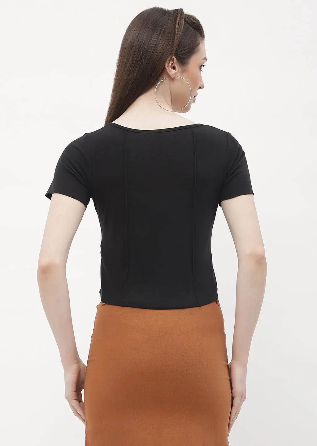 MultiPocket System PrecisionTailoring Madame Solid Black Corset Style Top
