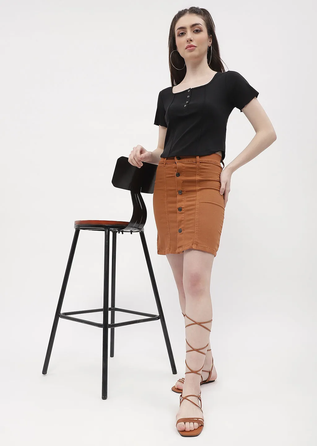 Madame Solid Black Corset Style Top Data Mode Stage Soul
