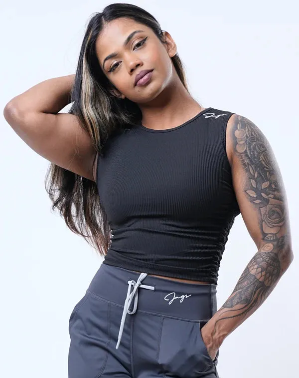 Cozy Feel Spring Freshness Ribbed Sleeveless Fitted - Crop Top