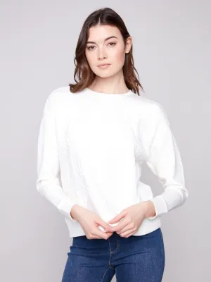 Icon Glow ZeroRestrictionMobility Scuba Knit Top with Soutache Detail - Ecru