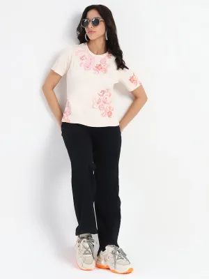 Madame Placement Sublimation Print Peach Smooth Rib T-Shirt Active Outfit