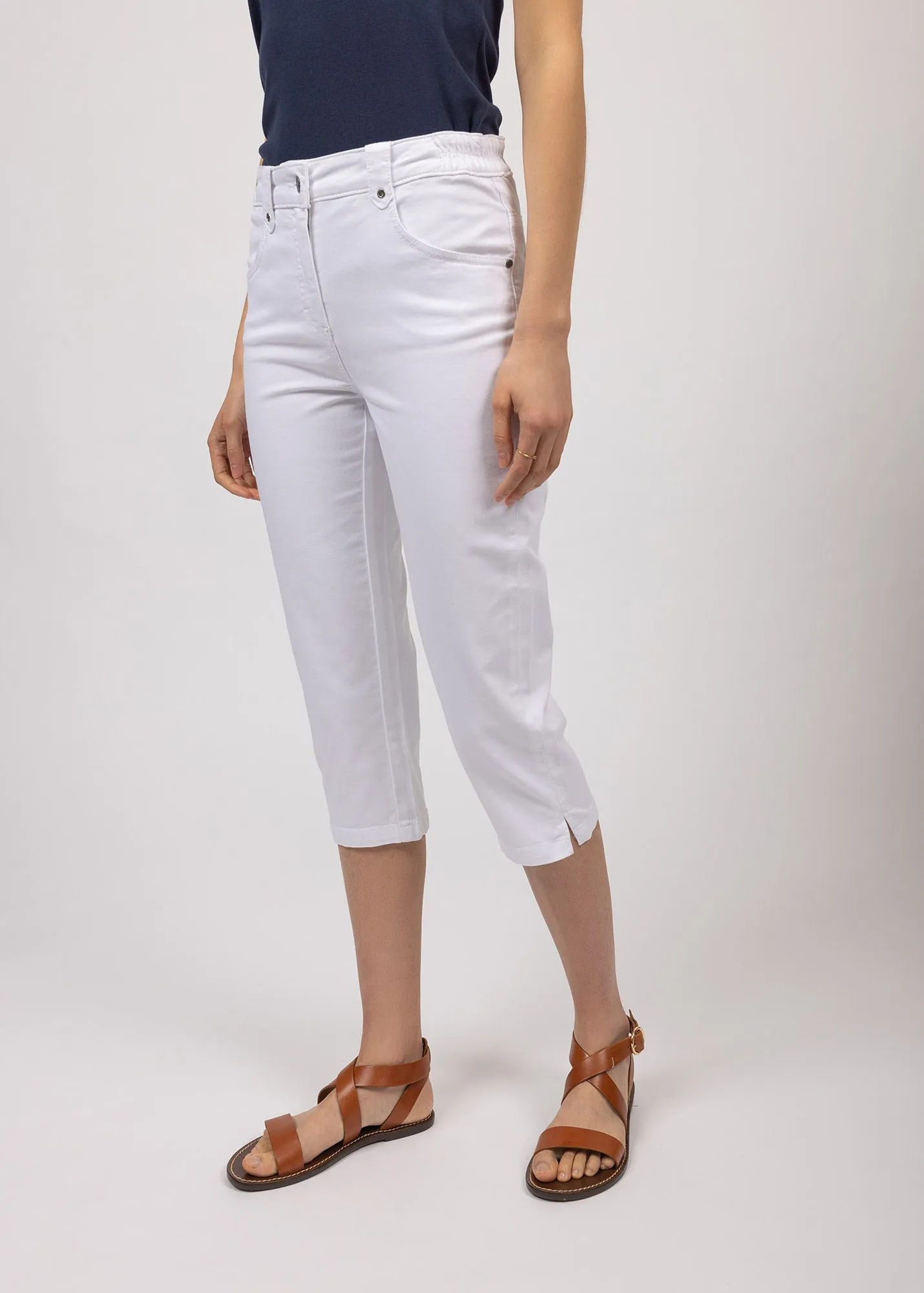 Halo Glow Elodie three quarters pants - in cotton, comfort fit (BLANC)