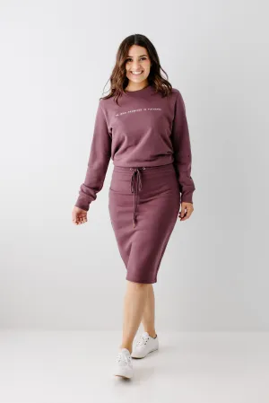 'Zion' Sweatshirt Skirt in Dusty Plum FINAL SALE City Ready Smooth Cut