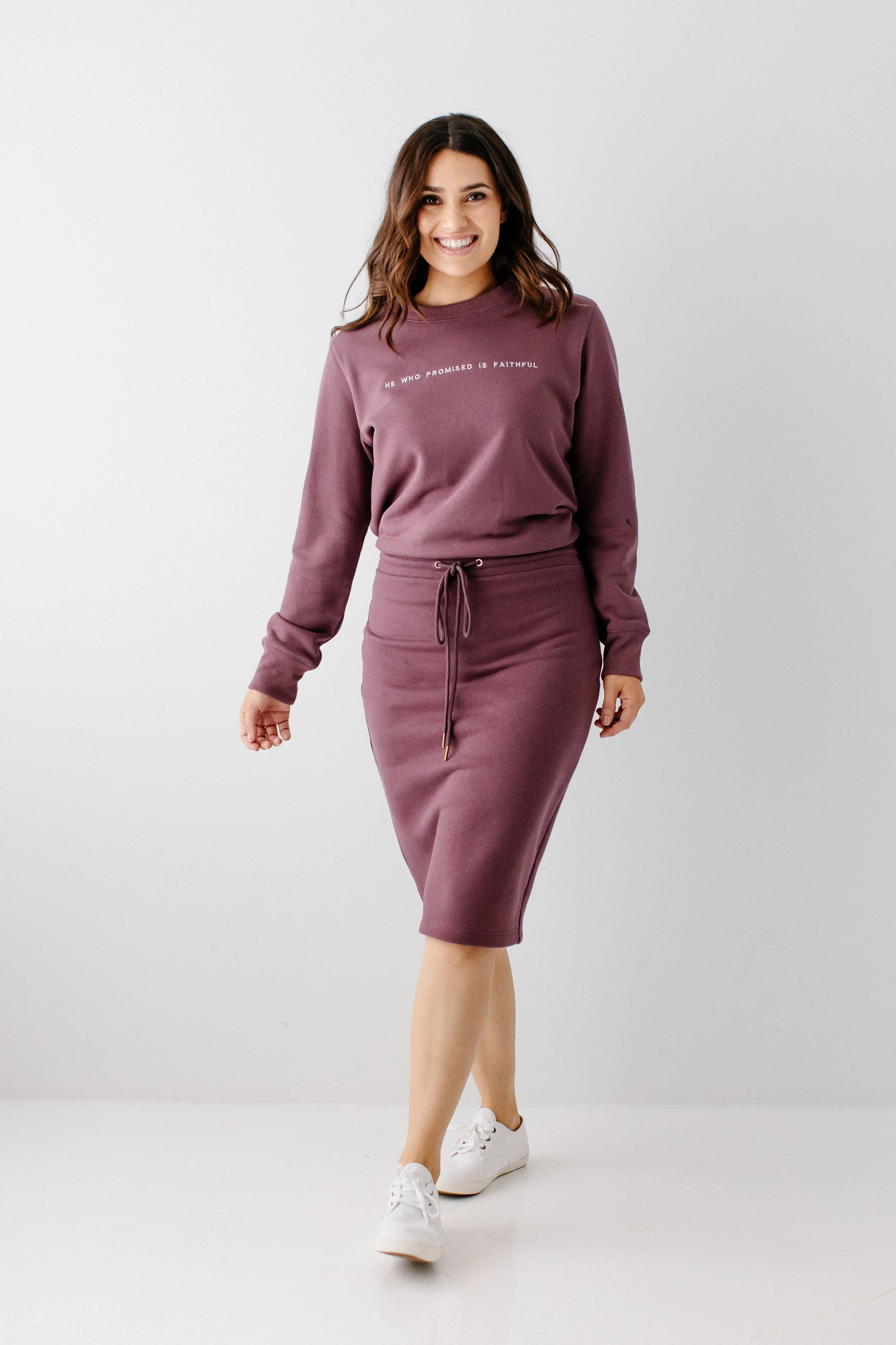 'Zion' Sweatshirt Skirt in Dusty Plum FINAL SALE City Ready Smooth Cut