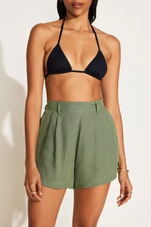 Flexible Stretch Waist Light Reflective Trim The Getaway Short - Agave EcoLinen