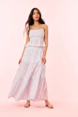 Phia Cotton Floral Tiered Maxi Skirt Smooth Layer Bold Look