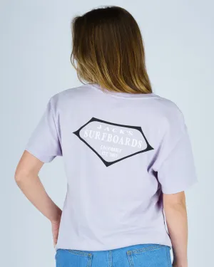 Curved Hemline Women's Retro Lam S/S Tee - Lilac
