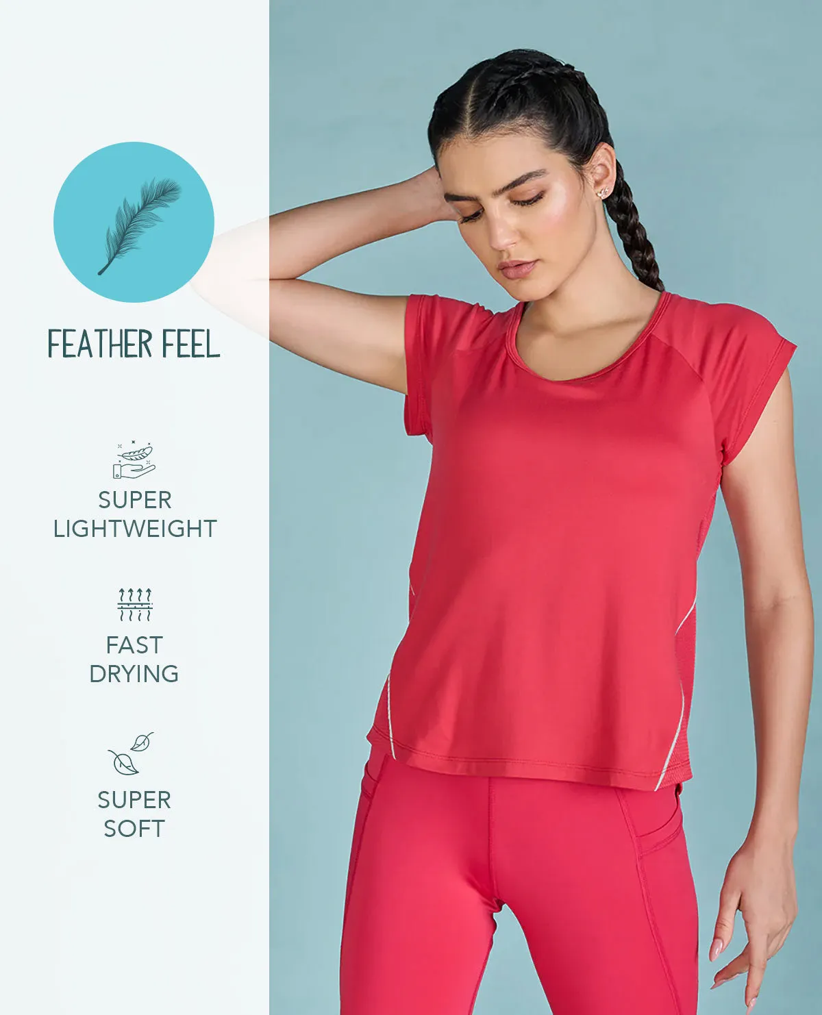 Feather Feel Running Top With Back Tape Soft Brushed Finish
