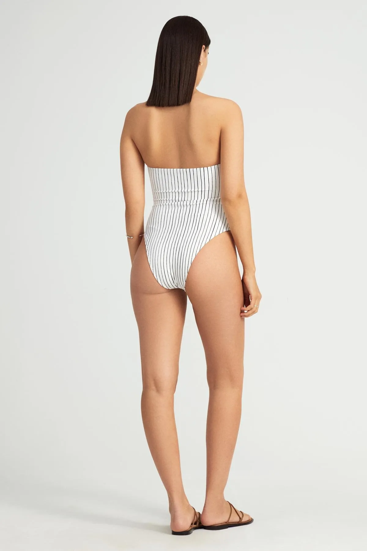 Mold Resistant Fabric Upcycled Bandeau One Piece  - Bolero Stripe