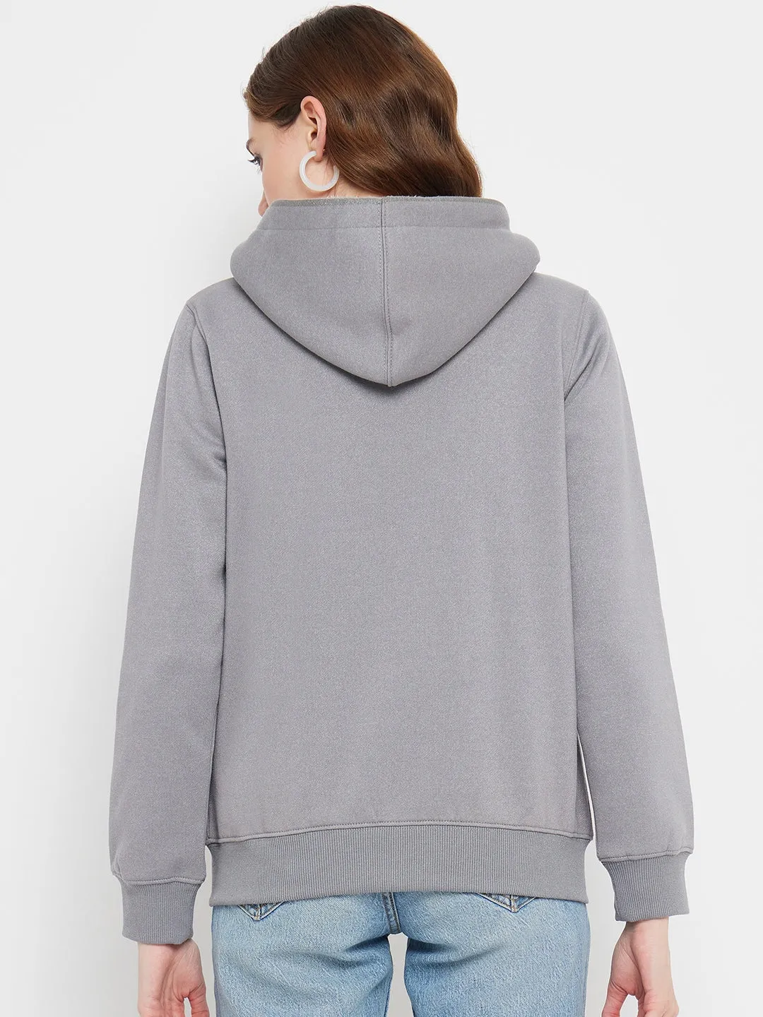 Madame Solid Grey Hooded Sweatshirt product tweed warmth product satin lining luxury
