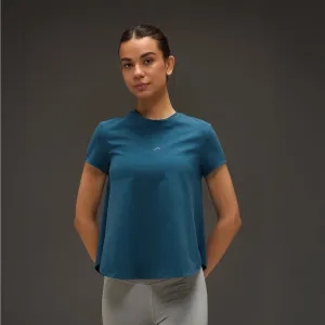 Women Essential Flared Cotton T-Shirt Airforce Blue Professional Fit