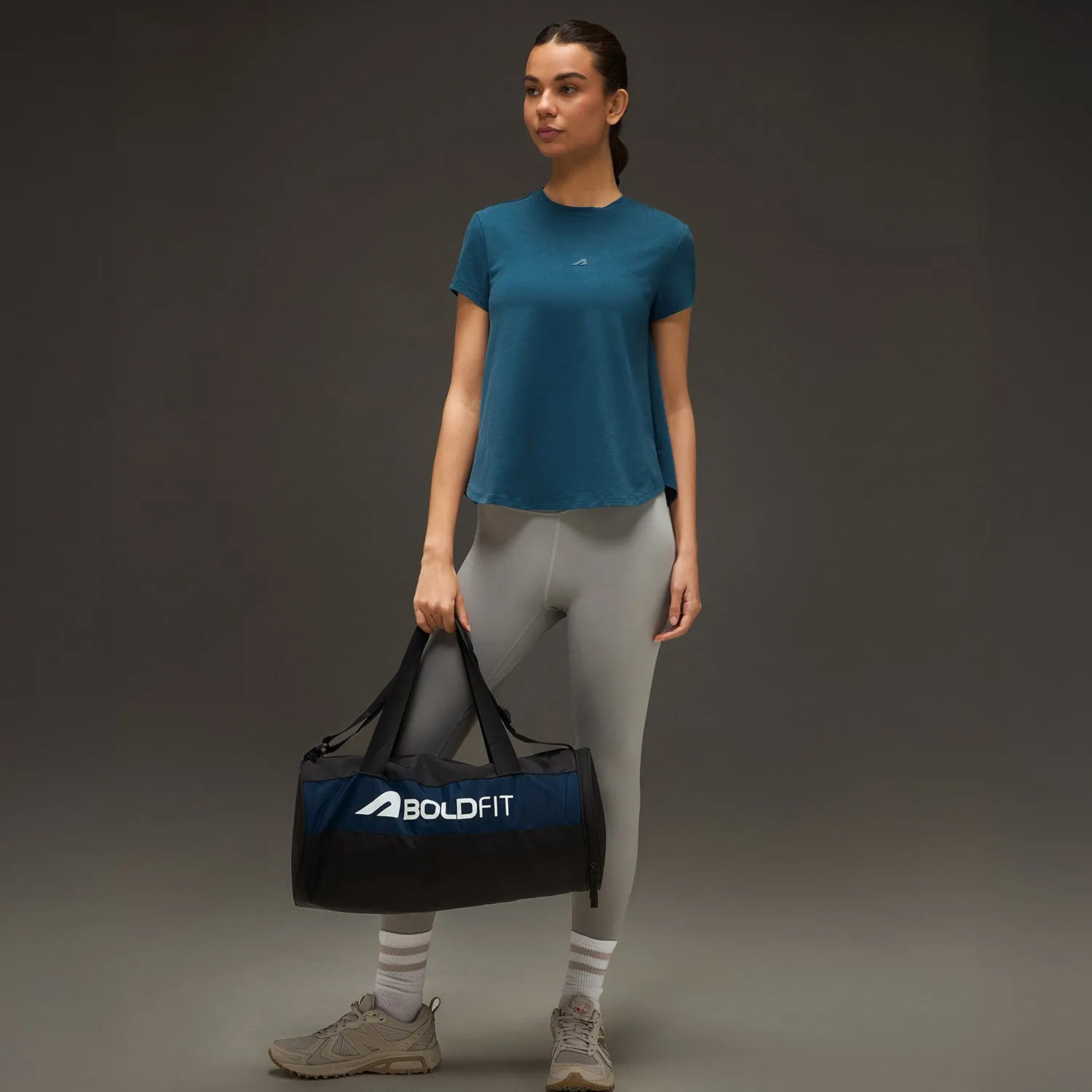 Women Essential Flared Cotton T-Shirt Airforce Blue ZeroRestrictionMobility Pure Cotton