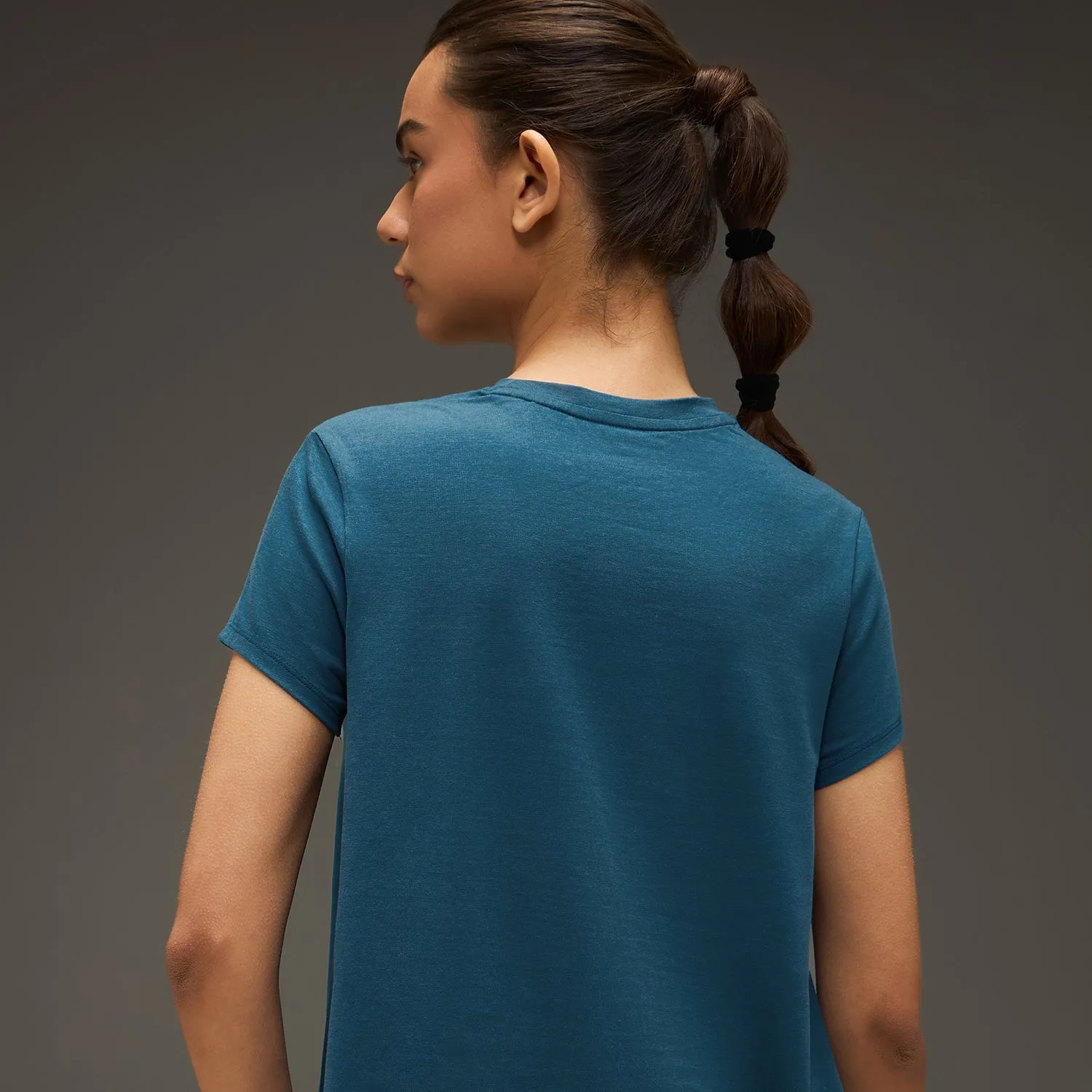 Women Essential Flared Cotton T-Shirt Airforce Blue Trendy sneakers