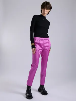 Pink satin Roxy trousers QuickReleaseFastenings