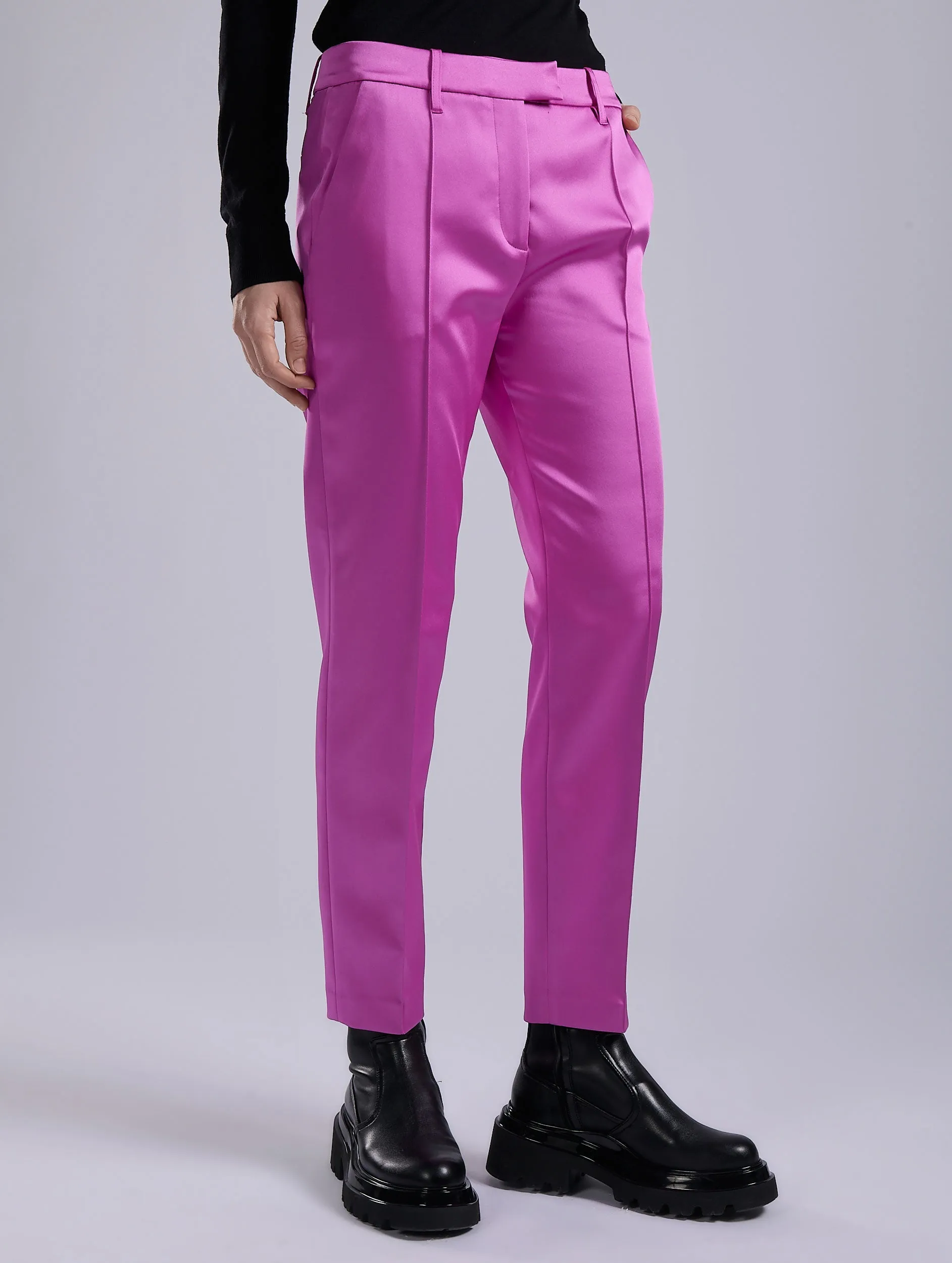 Elastic waist Pink satin Roxy trousers