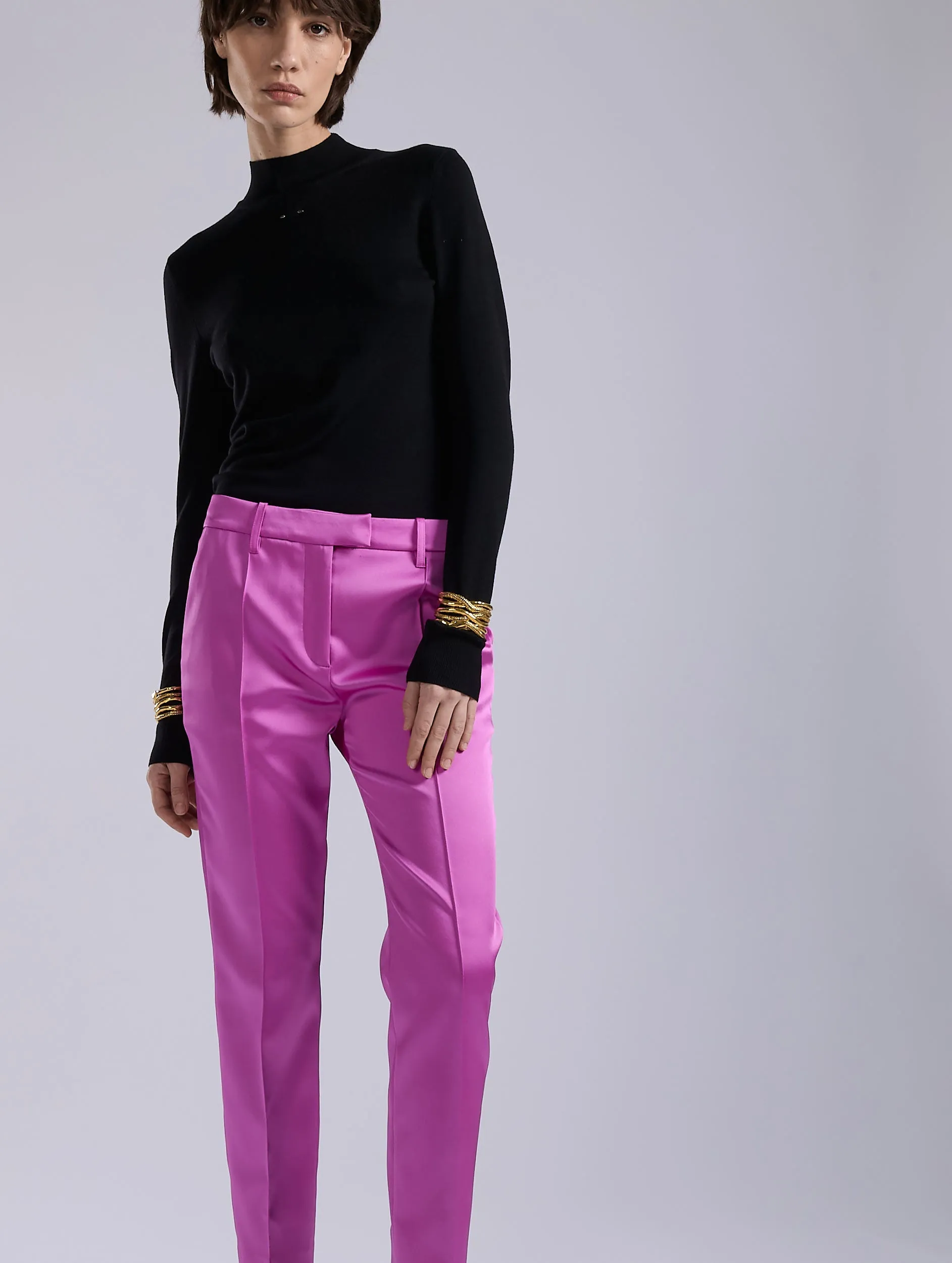 Pink satin Roxy trousers Neutral Look