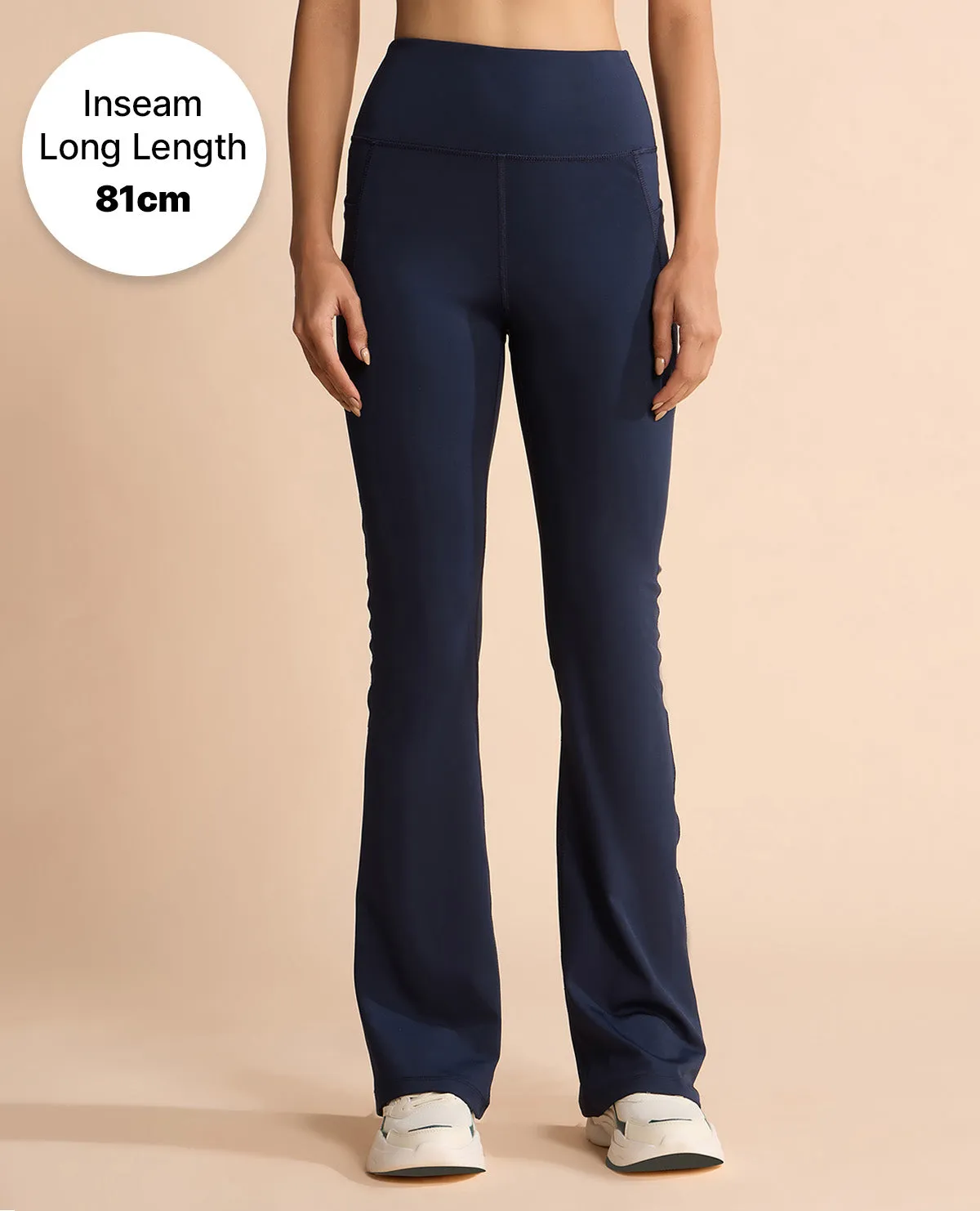Cozy And Stylish Women Stretchable Long Length Flared Pants Navy