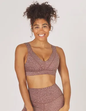 Simple Layered Reinforcement Glyder Tide Bra - Cocoa Leopard Racerback Style