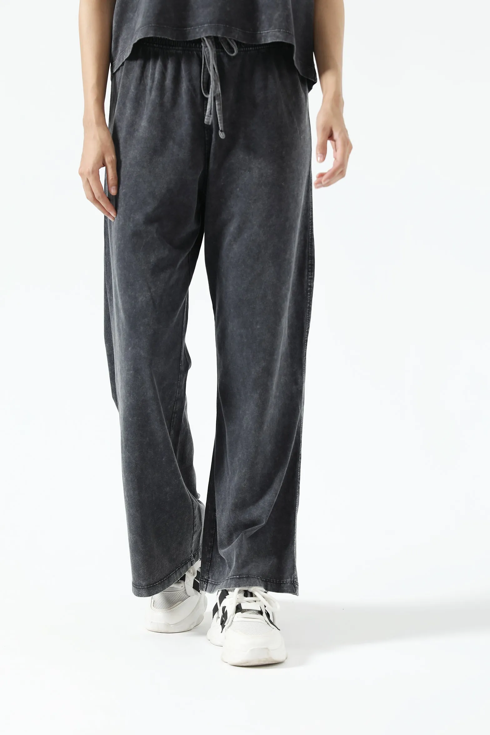 ACID WASH WIDE LEG TROUSERS Flexible Durability Quick Motion