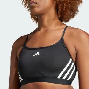 Adidas Women's Aeroreact Training Light 3-Stripes Black Bra Durable Closure Workout