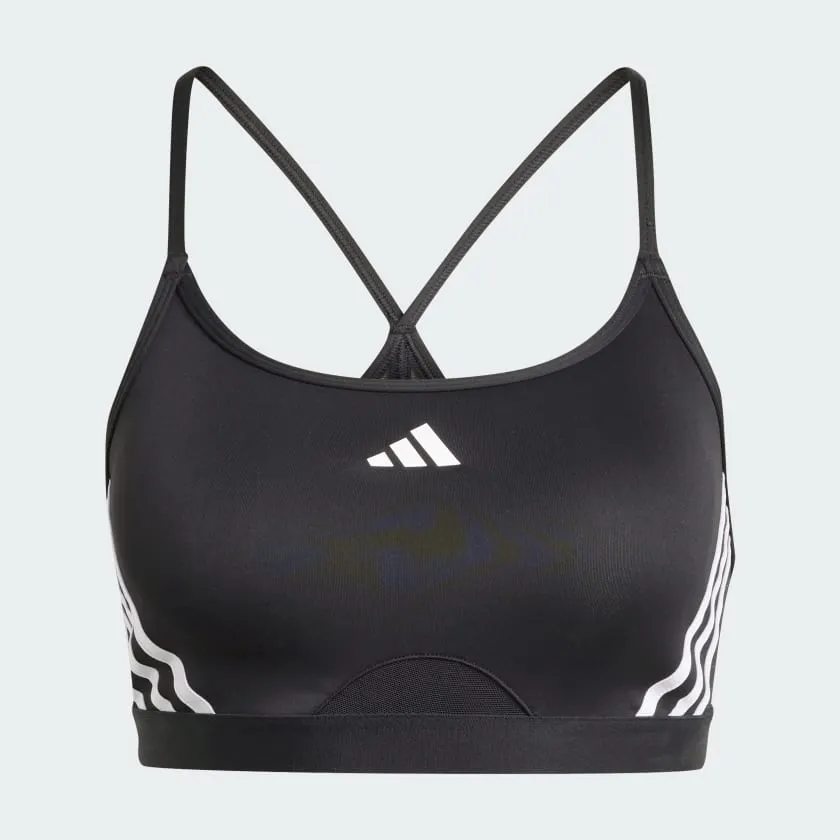Adidas Women's Aeroreact Training Light 3-Stripes Black Bra Lightweight Cup Pre-workout preparation
