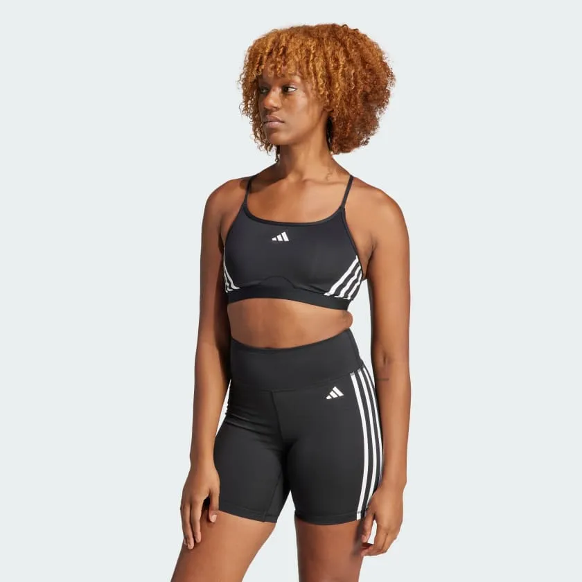 Customizable seams Adidas Women's Aeroreact Training Light 3-Stripes Black Bra