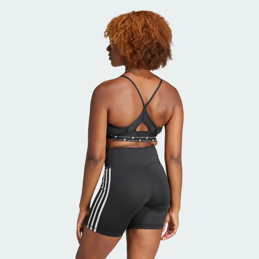 adults' Thin Straps Adidas Women's Aeroreact Training Light 3-Stripes Black Bra