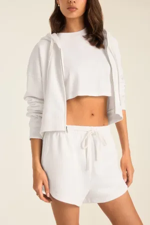 Basic Hoodie Dawn Crop Hoodie - White French Terry