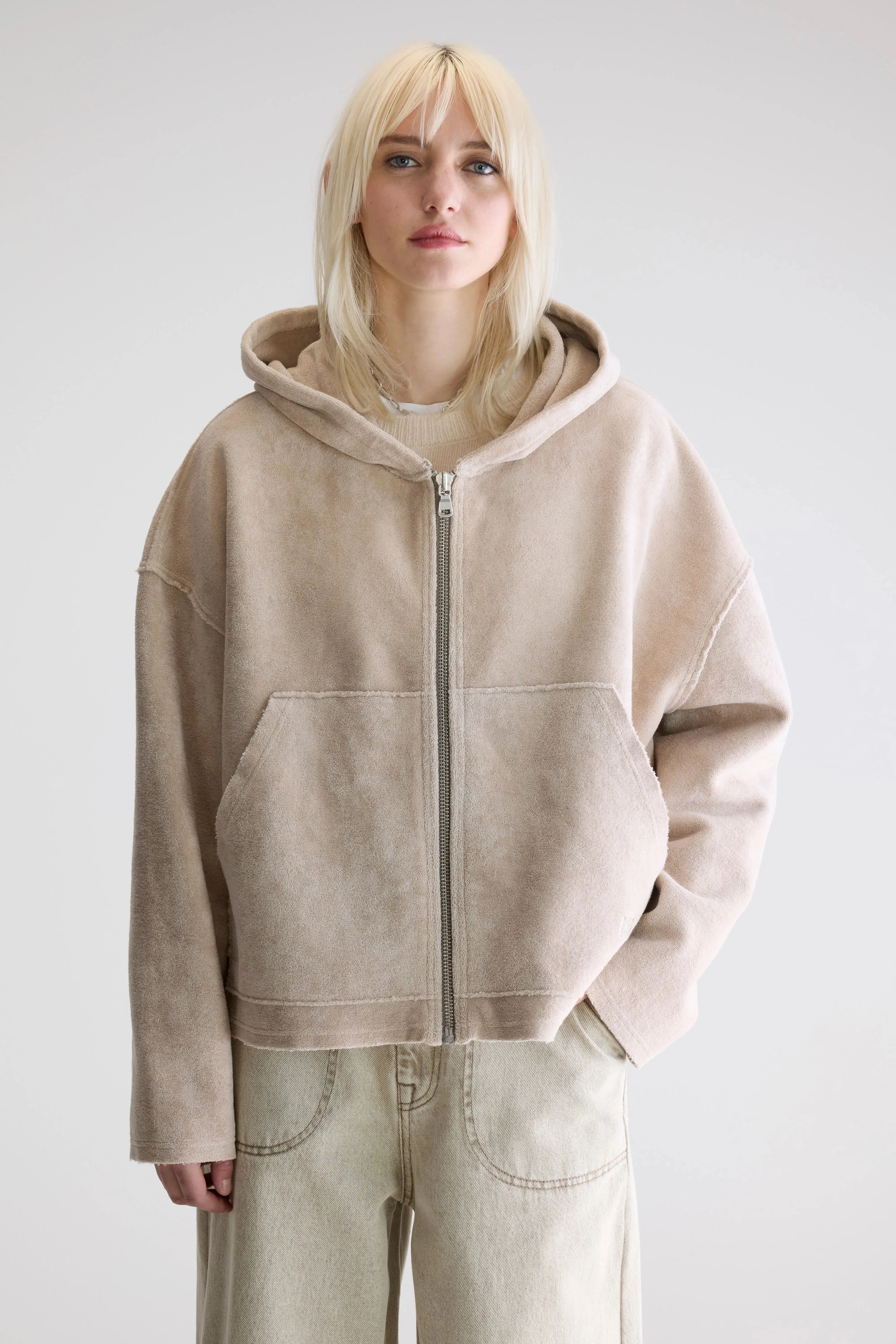 Fannel terry hoodie (252 / W / STONE) Unique selling points product home friendliness