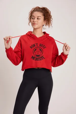chain accents Designer Niyama Sol Don't Hate Meditate Hoodie - Red