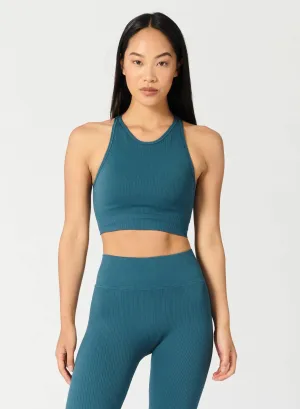 NUX 3x2 Fitness Crop Bra - Blue Slate Active Wear Embellished seams
