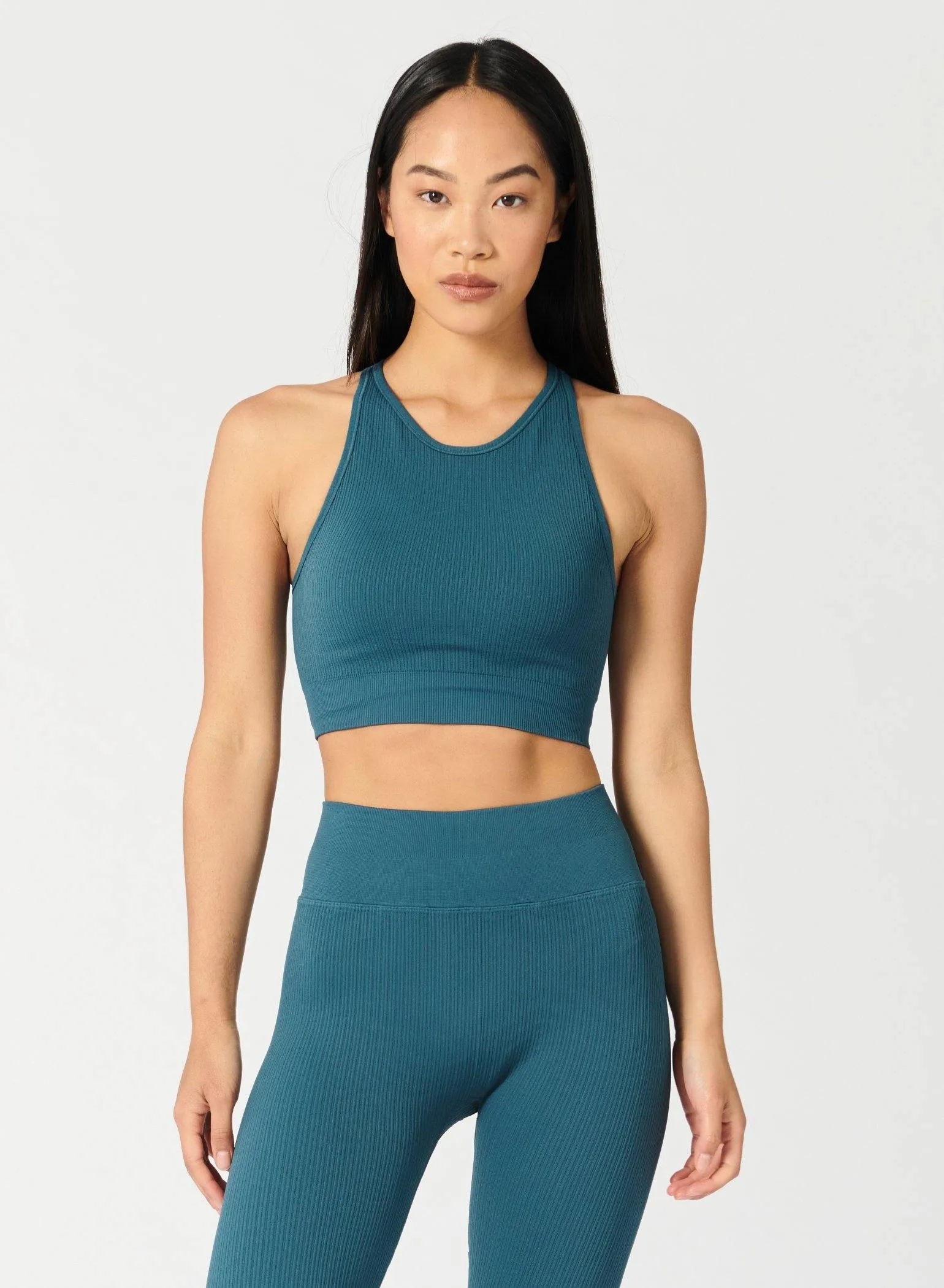 NUX 3x2 Fitness Crop Bra - Blue Slate Active Wear Embellished seams