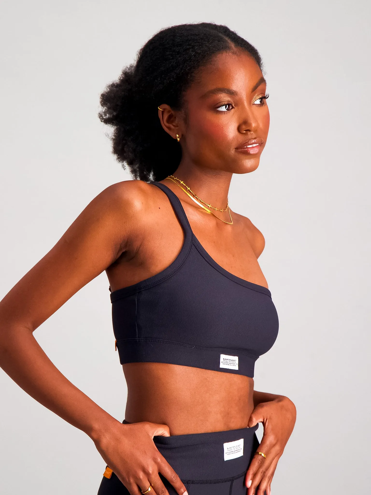 Sienna One Shoulder Bra Black fitness clothes